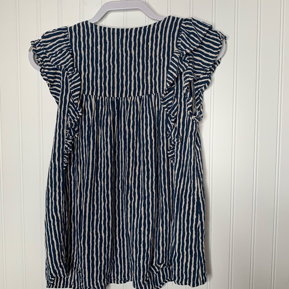 THML blue white striped embroidered short sleeve S - Picture 6 of 7
